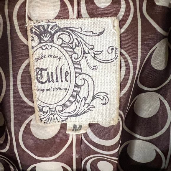 Tulle Overcoat Womens M Brown‎ Wool Blend Collar Button Pockets Lined Collar - Picture 4 of 14